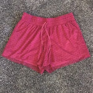 Wine Red Fabric Shorts